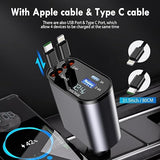 Retractable 4 in 1 Car Charger